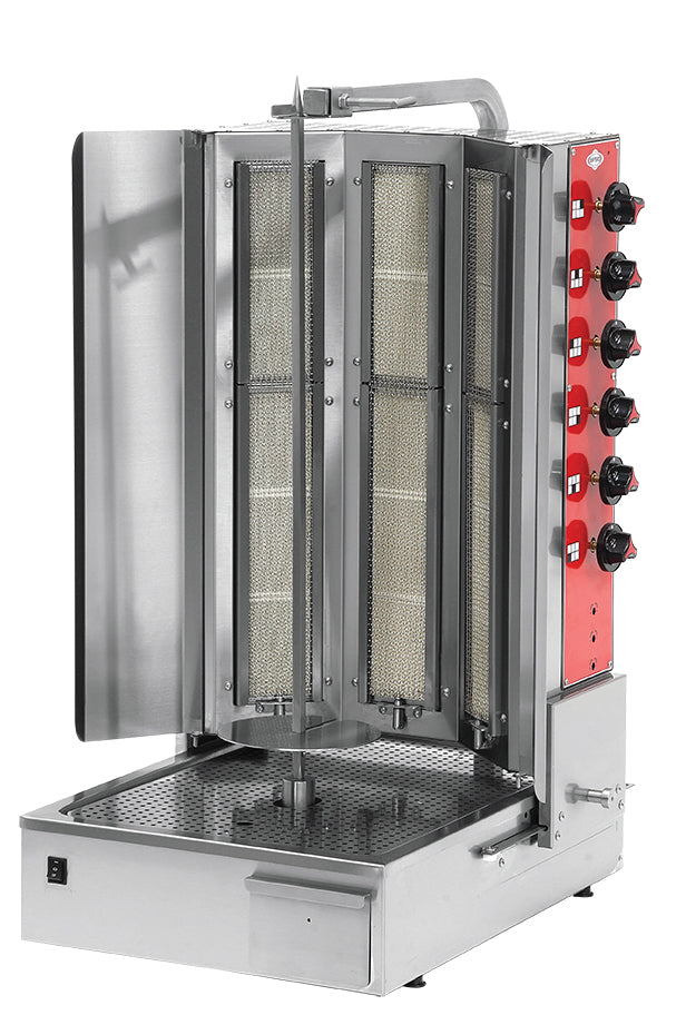 Gasbetriebene Shawarma-Maschinen, Motor unten – 6 Brenner / 19,5 kW