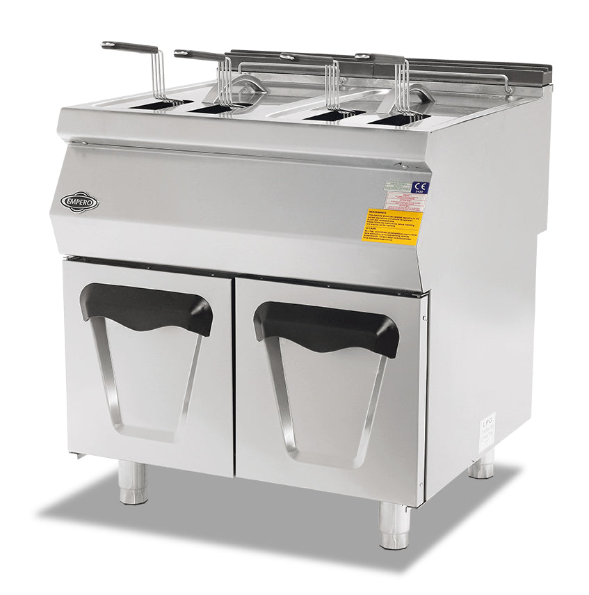 Gasfritteuse mit Schrank – 16+16 l