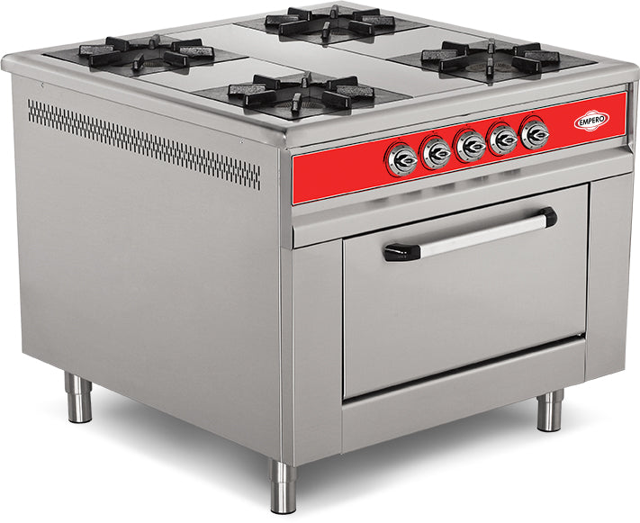 Gasherd mit Backofen, 4 Kochfelder – 40 kW