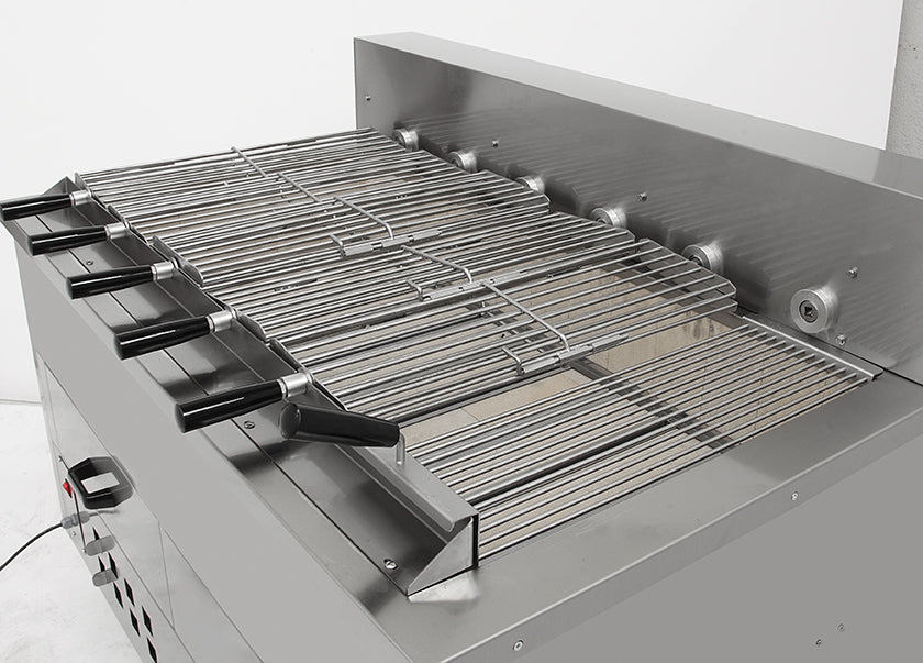 Horizontaler Hähnchengrill mit Holzkohle – 8 Spieße